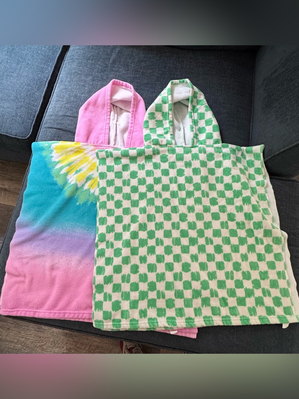 Kids Hooded Towel Ponchos - Pink, Green, Blue, Yellow